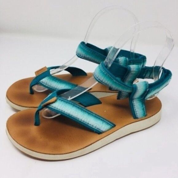Teva teal hombre gladiador sandals leather sole aqua us 5 BoxA - Picture 4 of 8